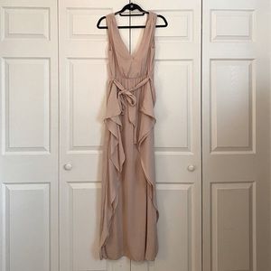 BCBG long formal champagne colored dress